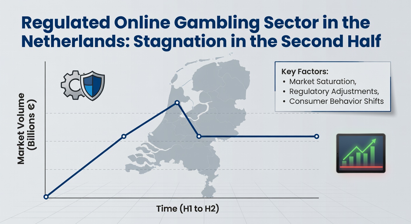 Grafiek met dalende belastingopbrengsten en stijgende illegale gokvolumes in Nederland, inclusief projecties voor 2025-2026