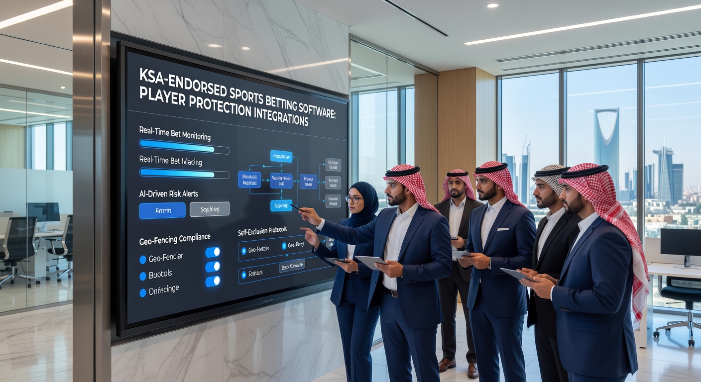 Software dashboard met tools voor spelerlimieten en real-time monitoring in een KSA-goedgekeurd platform