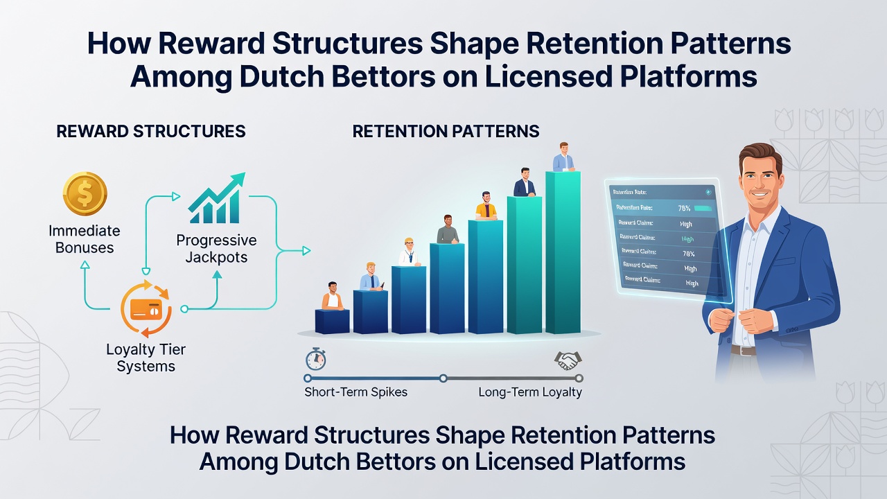 Grafiek die retentiepatronen toont bij Nederlandse gokkers op basis van verschillende beloningsstructuren op KSA-gelicentieerde platforms