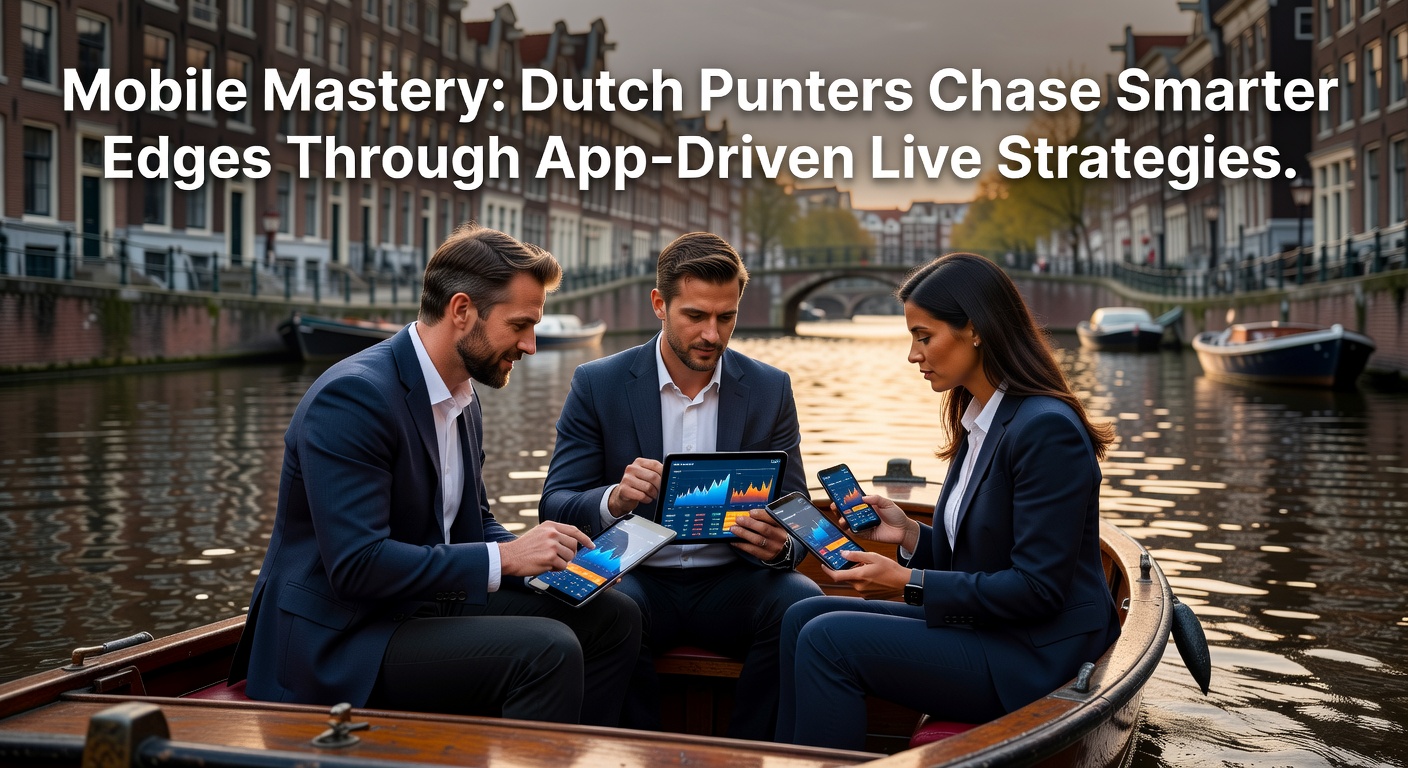 Nederlandse punters analyseren live wedstrijden op mobiele apps tijdens een voetbalduel, met grafieken en odds op het scherm