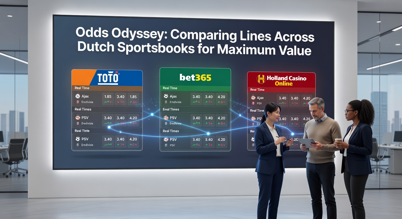Grafiek met vergelijking van wedkoersen bij Nederlandse bookmakers voor een Eredivisie-wedstrijd, toon verschillende odds voor dezelfde uitkomst