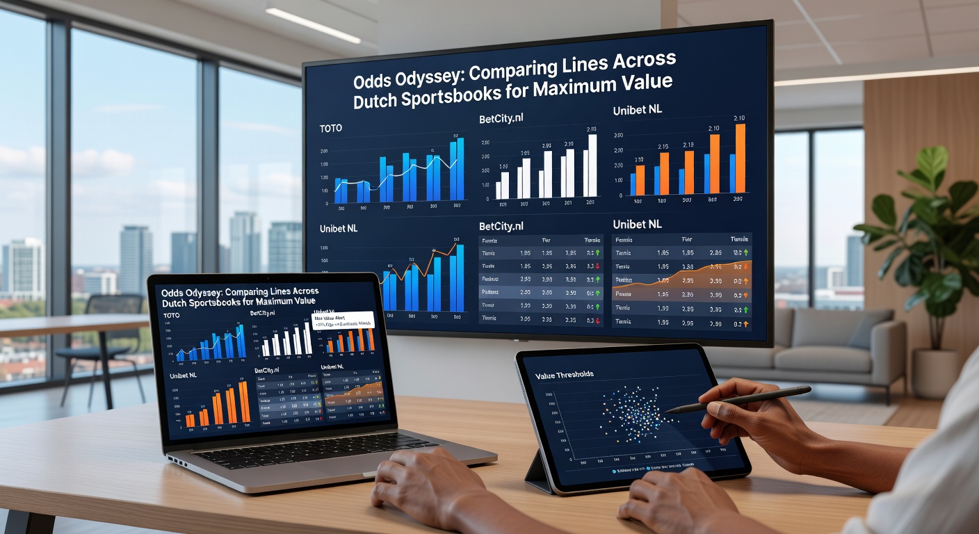 Schermafbeelding van een odds-vergelijkingstool die lijnen toont van meerdere Nederlandse bookmakers voor een live voetbalwedstrijd in april 2026