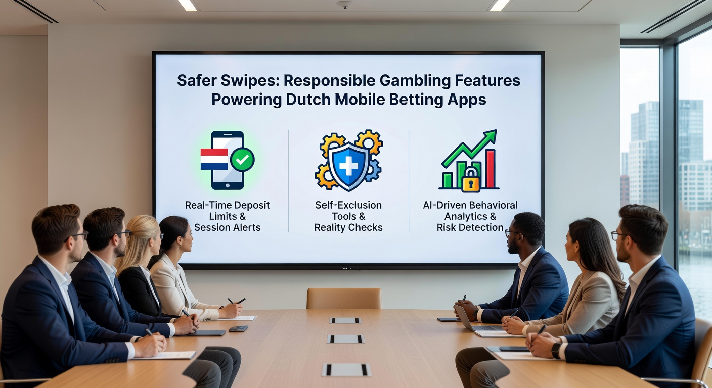Grafiek met statistieken over het gebruik van responsible gambling tools in Nederlandse betting apps, inclusief daling van risicospelers sinds 2021