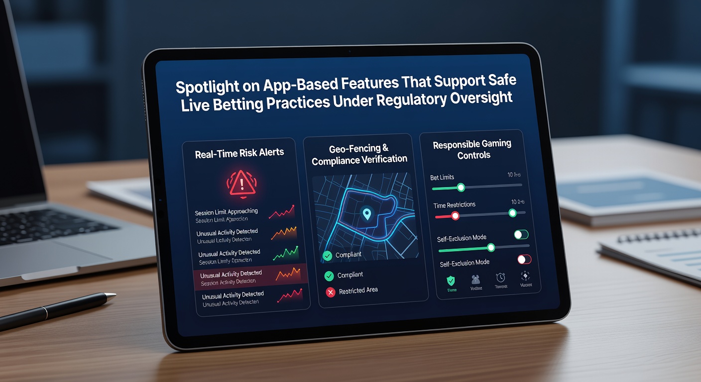 Mobiele app-interface met tools voor verantwoorde live weddenschappen zoals limieten en waarschuwingen